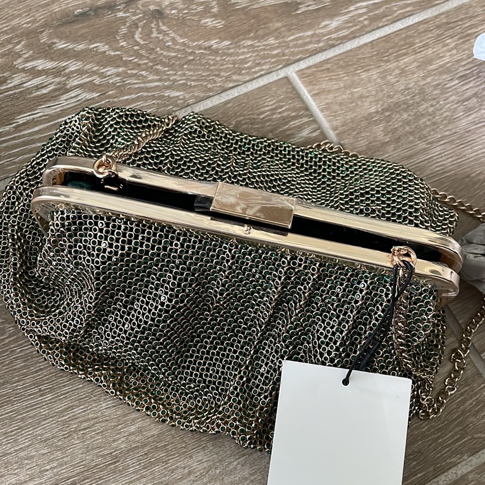 Zara gold & green shimmery chainmail bag - Picture 10 of 12